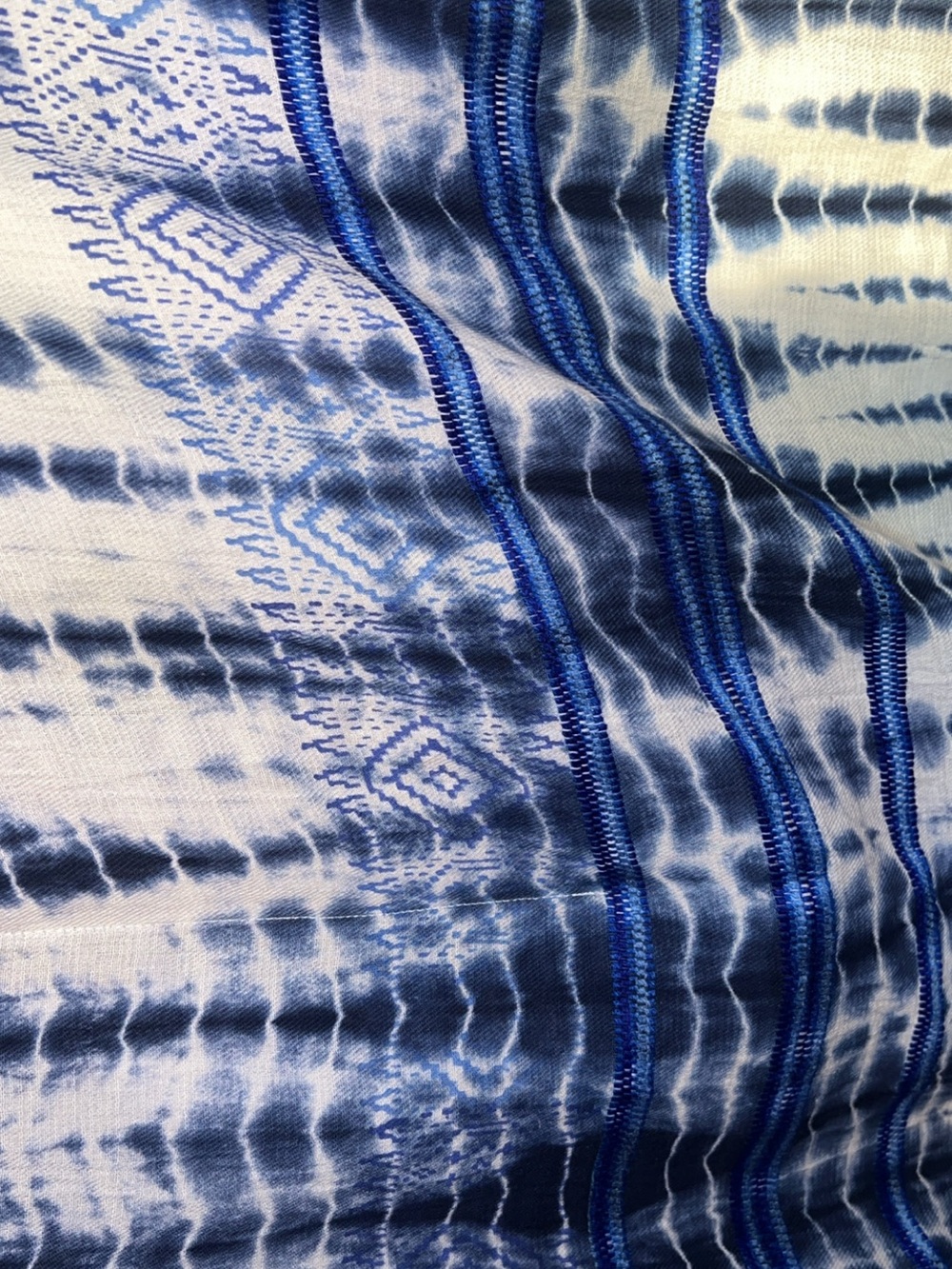 Lovestitch Blue Tie Dye Fringe Poncho Top One Size Boho 100% Cotton - Picture 4 of 5